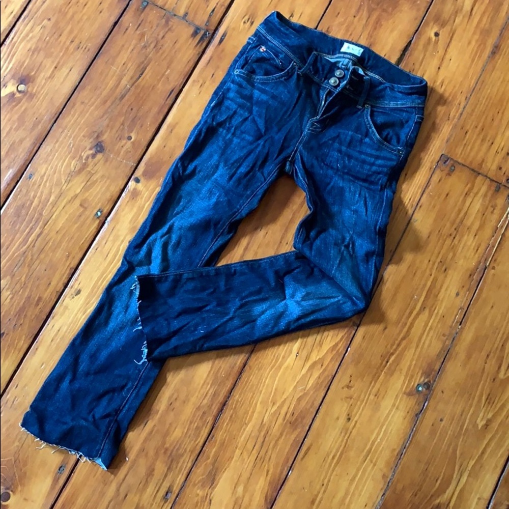 Dark wash cropped denim